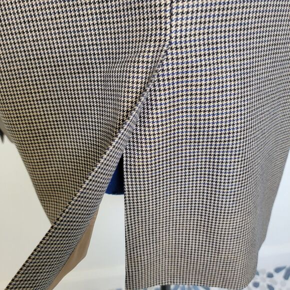 Arnold Brant Mens Tan/Black/Blue Houndstooth 100% Cashmere Blazer Jacket 44R - Picture 7 of 16